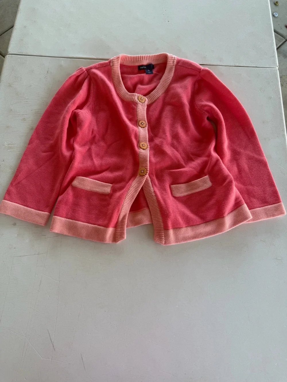 GAPKIDS Coral and Light Peach Girls Knit Cardigan Sweater